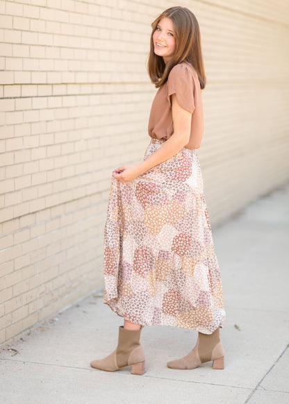 Multi Floral Colorblock Maxi Skirt Skirts