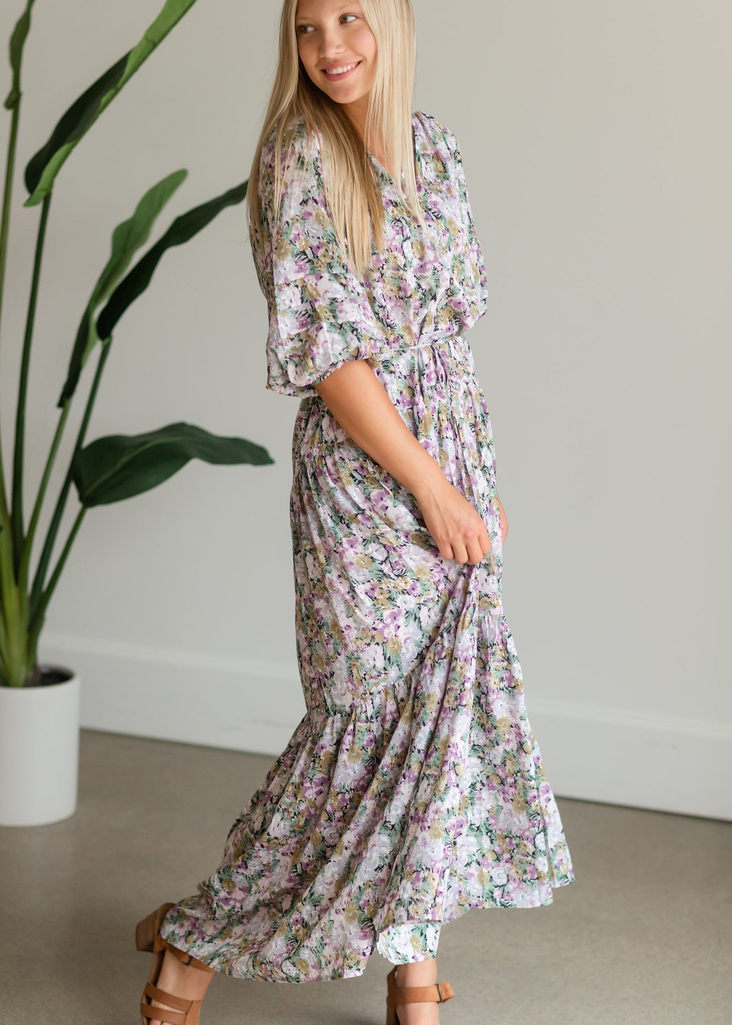 Multi Floral Tie Waist Maxi Dress - FINAL SALE Dresses