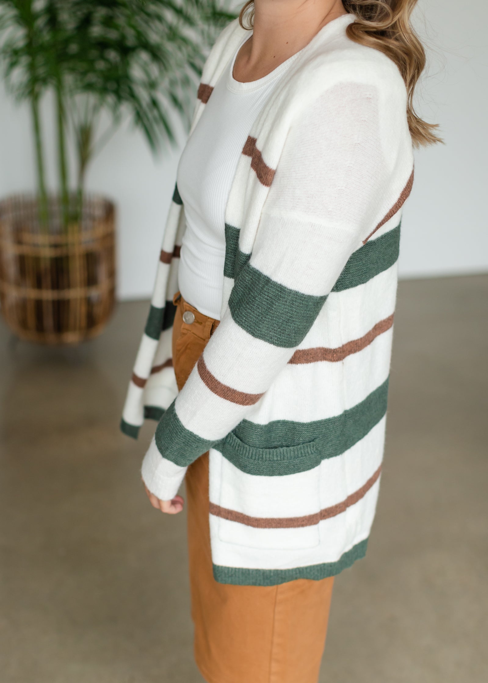 Multi Stripe Cardigan With Pockets - FINAL SALE Tops