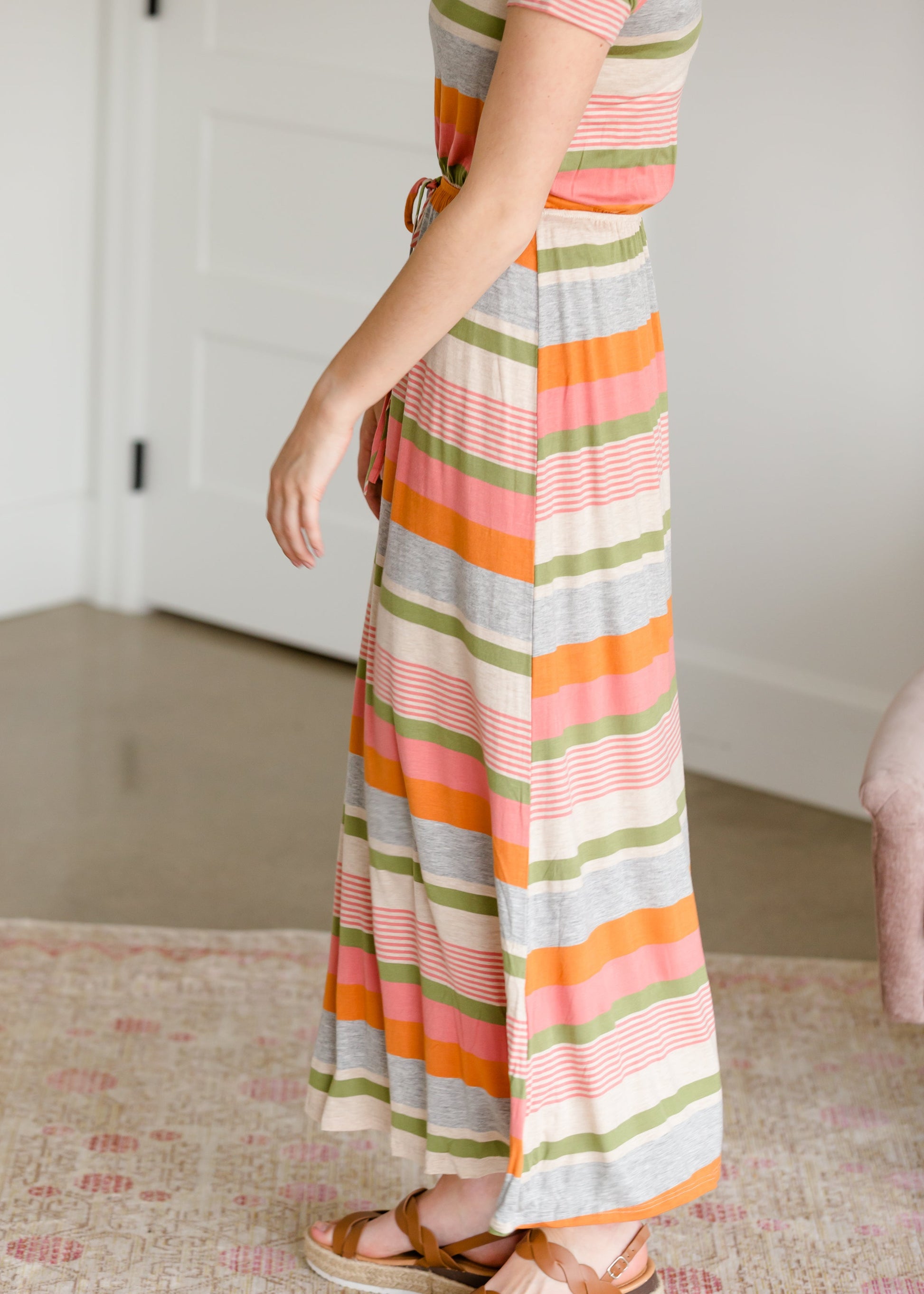 Multi Striped Tie Waist Maxi Dress - FINAL SALE Dresses