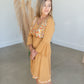 Mustard Embroidered Bell Sleeve Midi Dress Dresses Tea & Rose