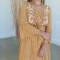 Mustard Embroidered Bell Sleeve Midi Dress Dresses Tea & Rose
