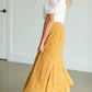 Mustard Flare Printed Midi Skirt Skirts