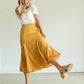 Mustard Flare Printed Midi Skirt Skirts