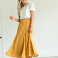 Mustard Flare Printed Midi Skirt Skirts