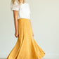 Mustard Flare Printed Midi Skirt Skirts