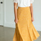Mustard Flare Printed Midi Skirt Skirts
