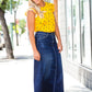 Mustard Floral Flutter Sleeve Top - FINAL SALE Tops