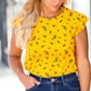 Mustard Floral Flutter Sleeve Top - FINAL SALE Tops