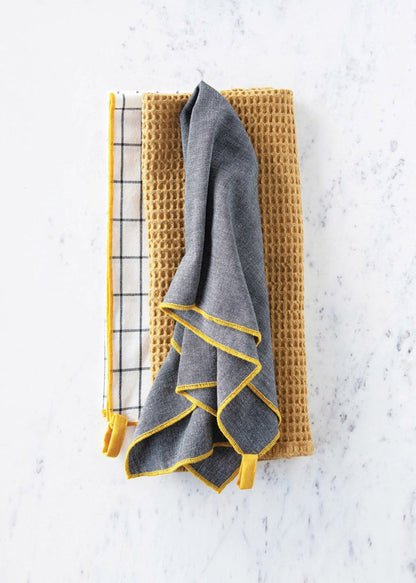 Mustard + Gray Cotton Tea Towels - Set of 3 - FINAL SALE Home & Lifestyle
