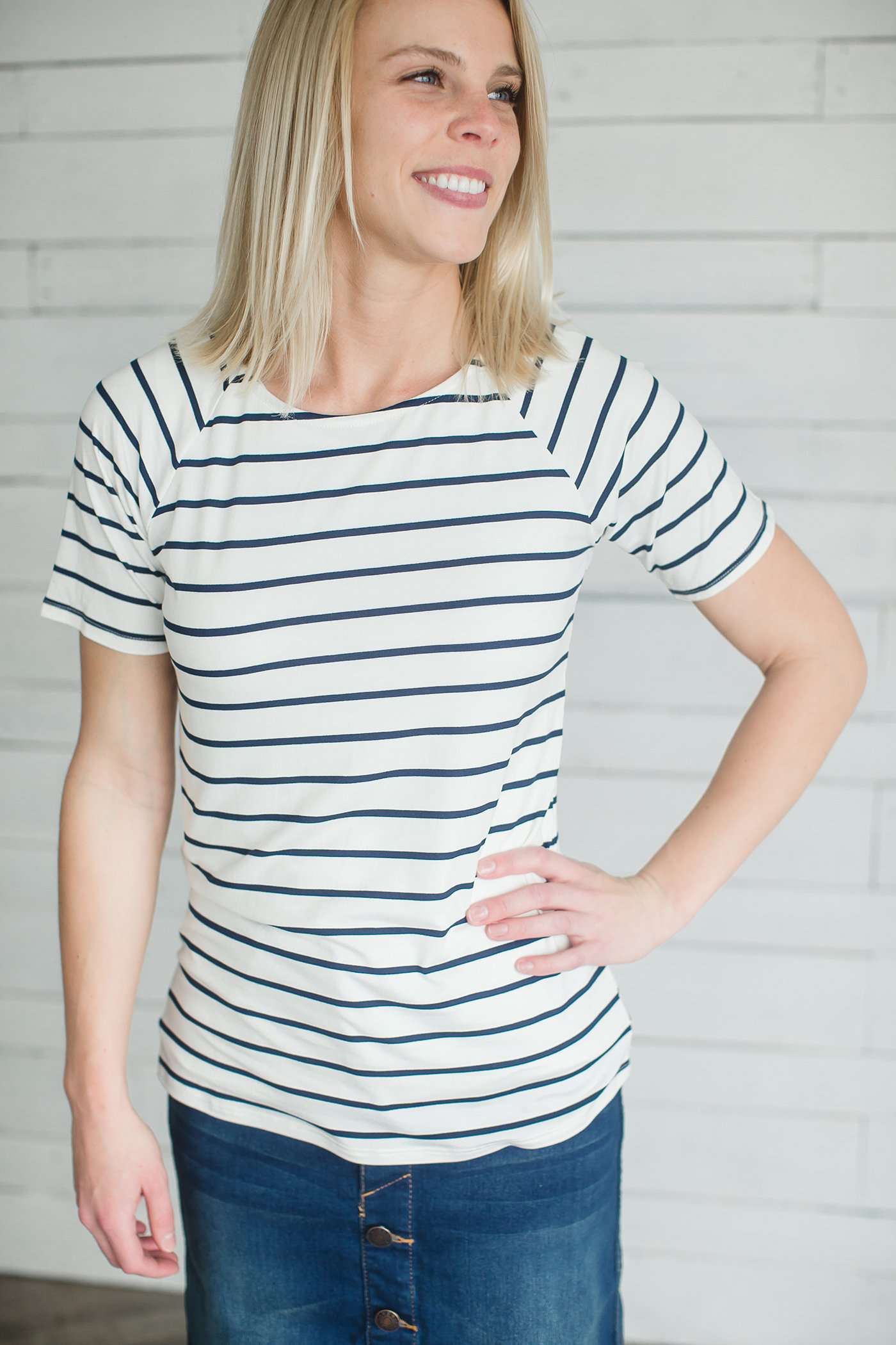 Muted Boat Neck Striped Tee-FINAL SALE Tops Mint / S