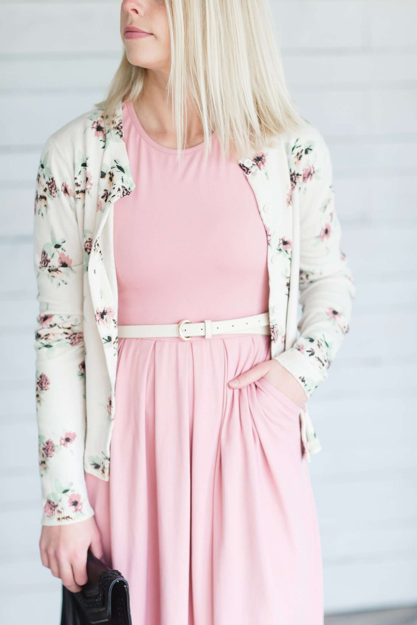 Muted Floral Fitted Cardigan Layering Essentials