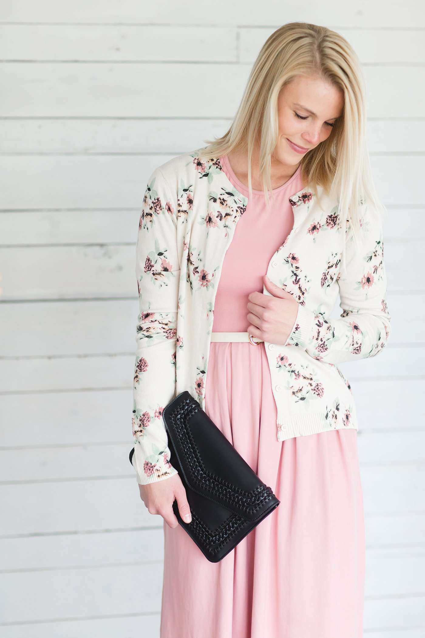 Muted Floral Fitted Cardigan Layering Essentials