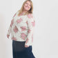 Ivory plus size sweater with blush florals all over