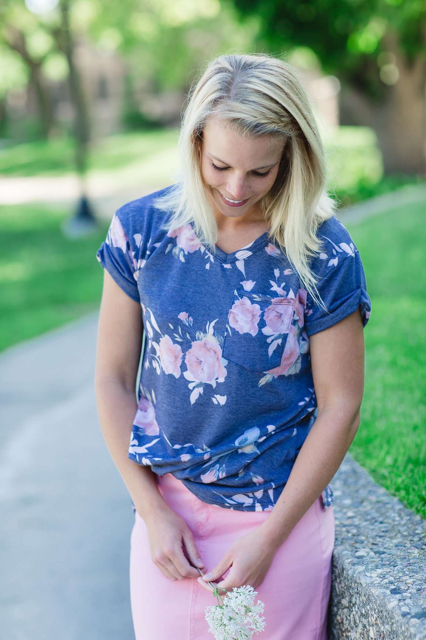 Muted Floral Tee Tops