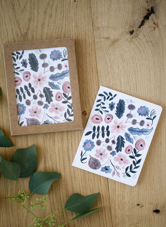 Modest floral greeting cards blue and blush