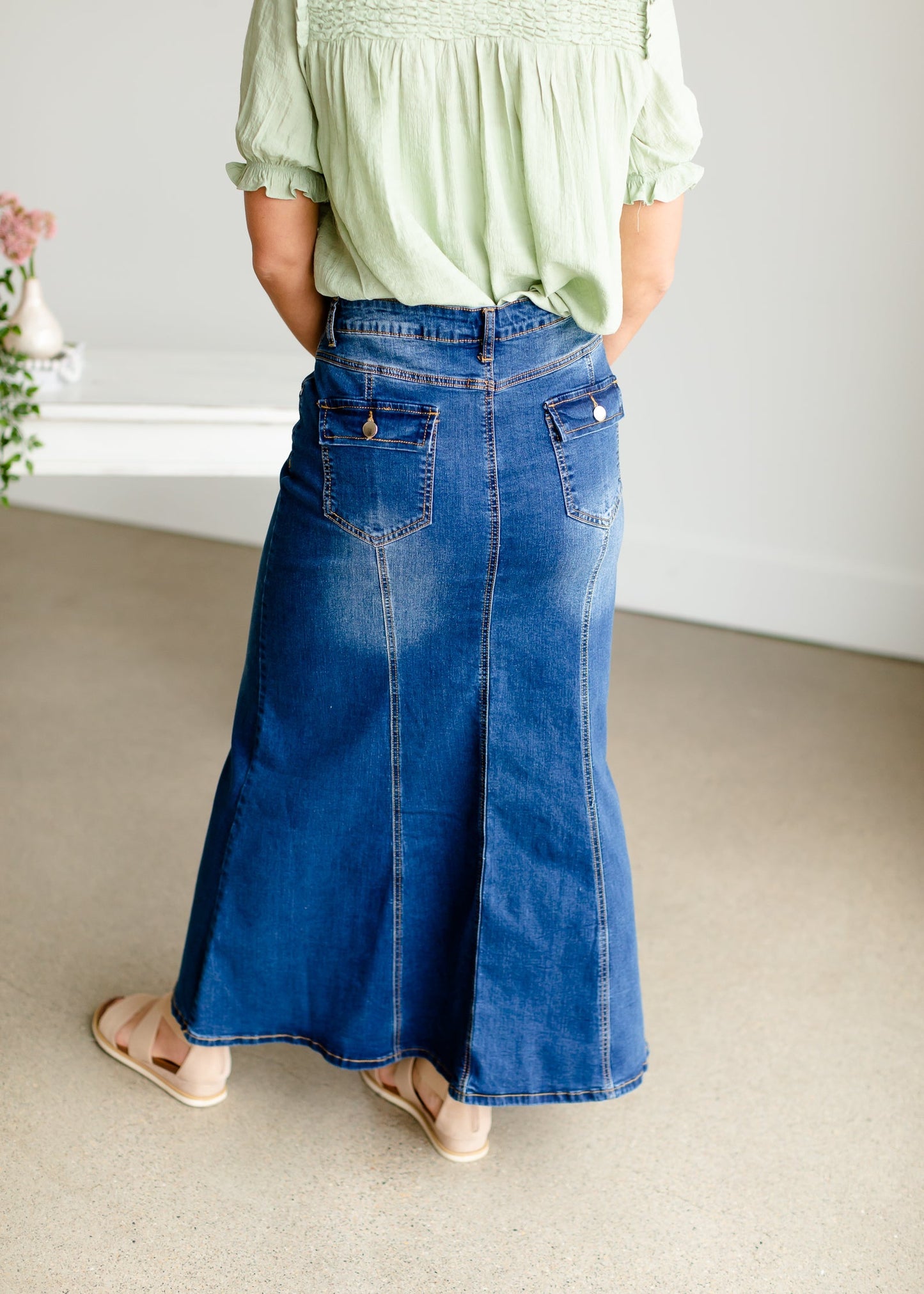 Naomi Medium Wash Long Denim Skirt - FINAL SALE Skirts