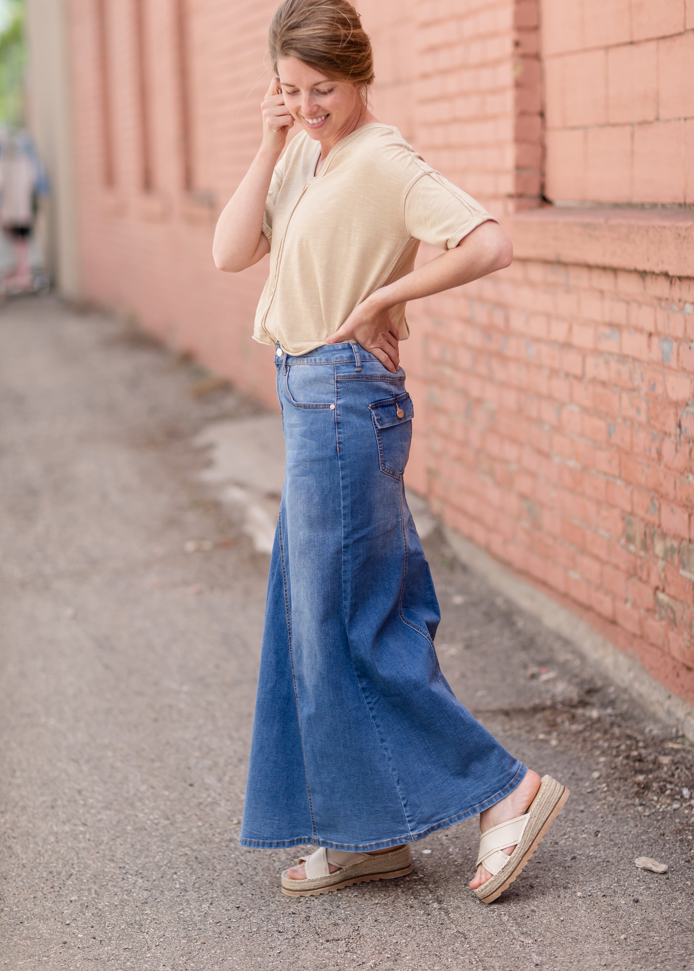 Vintage long jean skirts discount