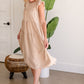 Natural Linen Textured Ruffle Midi Dress - FINAL SALE Dresses