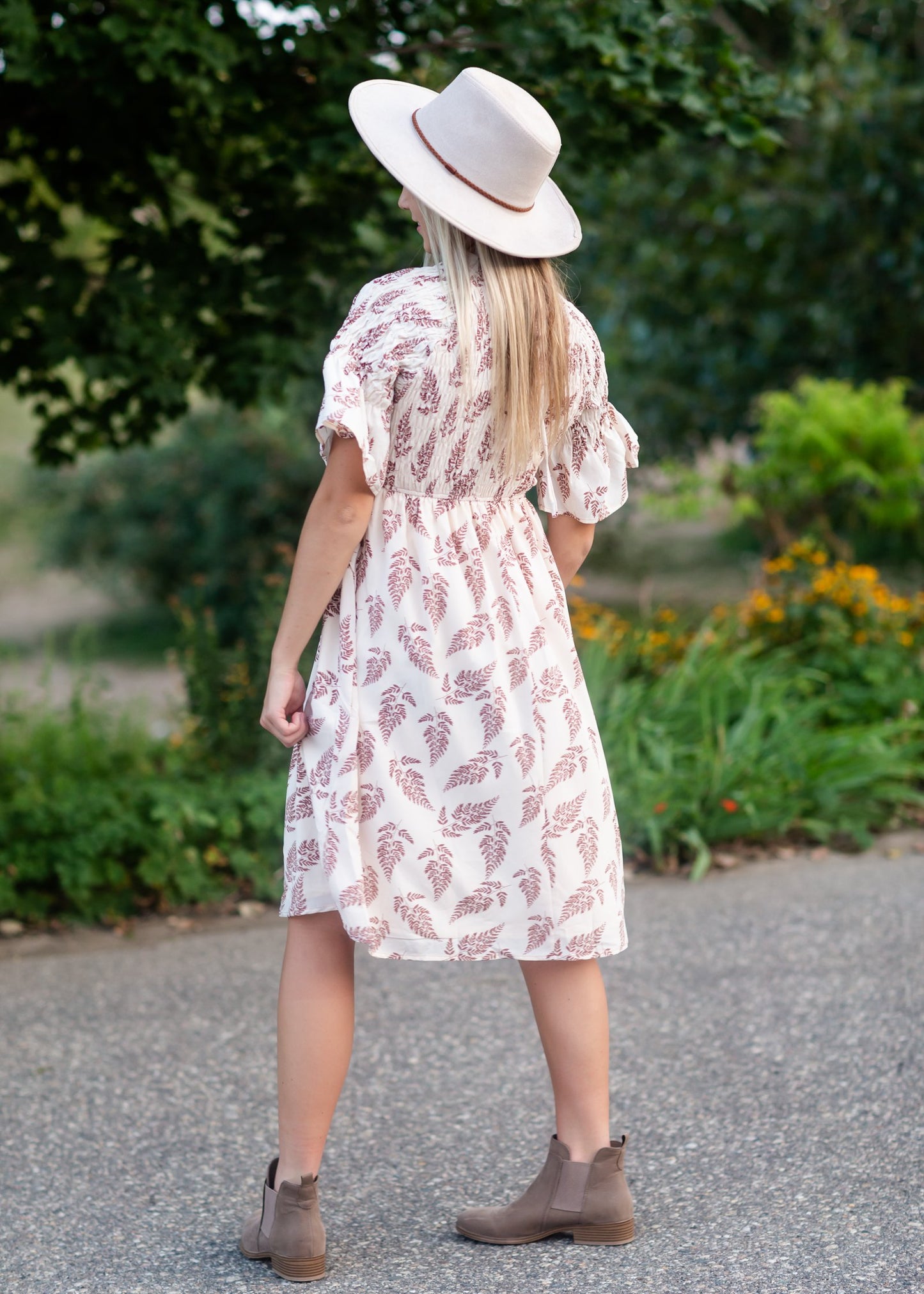 Natural Smocked Detail Midi Dress Dresses Polygram