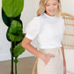 Natural Stripe Cotton Elastic Waist Midi Skirt Skirts