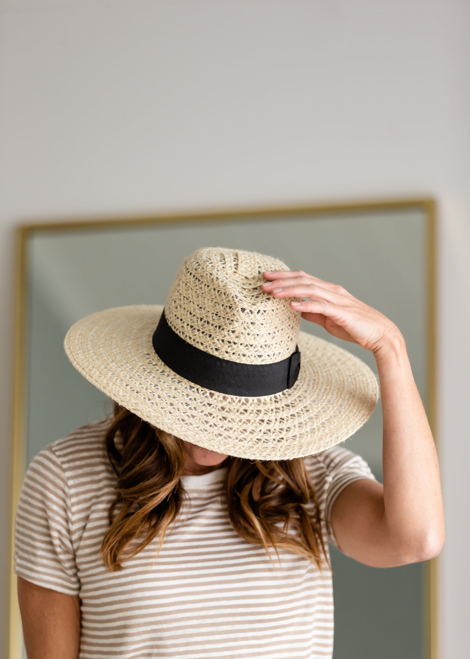 Natural Woven Hat With Ribbon Detail Accessories Fame