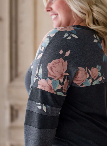 Women's modest plus size floral sweatshirt