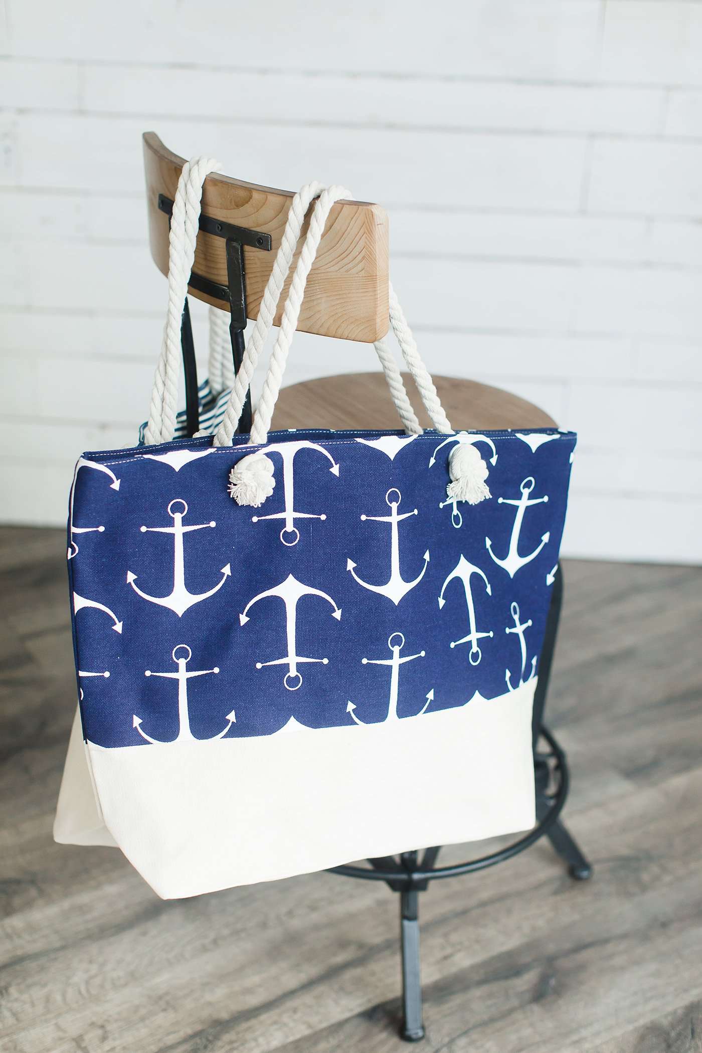 Nautical Oversize Canvas Beach Tote Accessories Navy