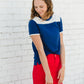 Navy and White Striped Campus Tee - FINAL SALE Tops