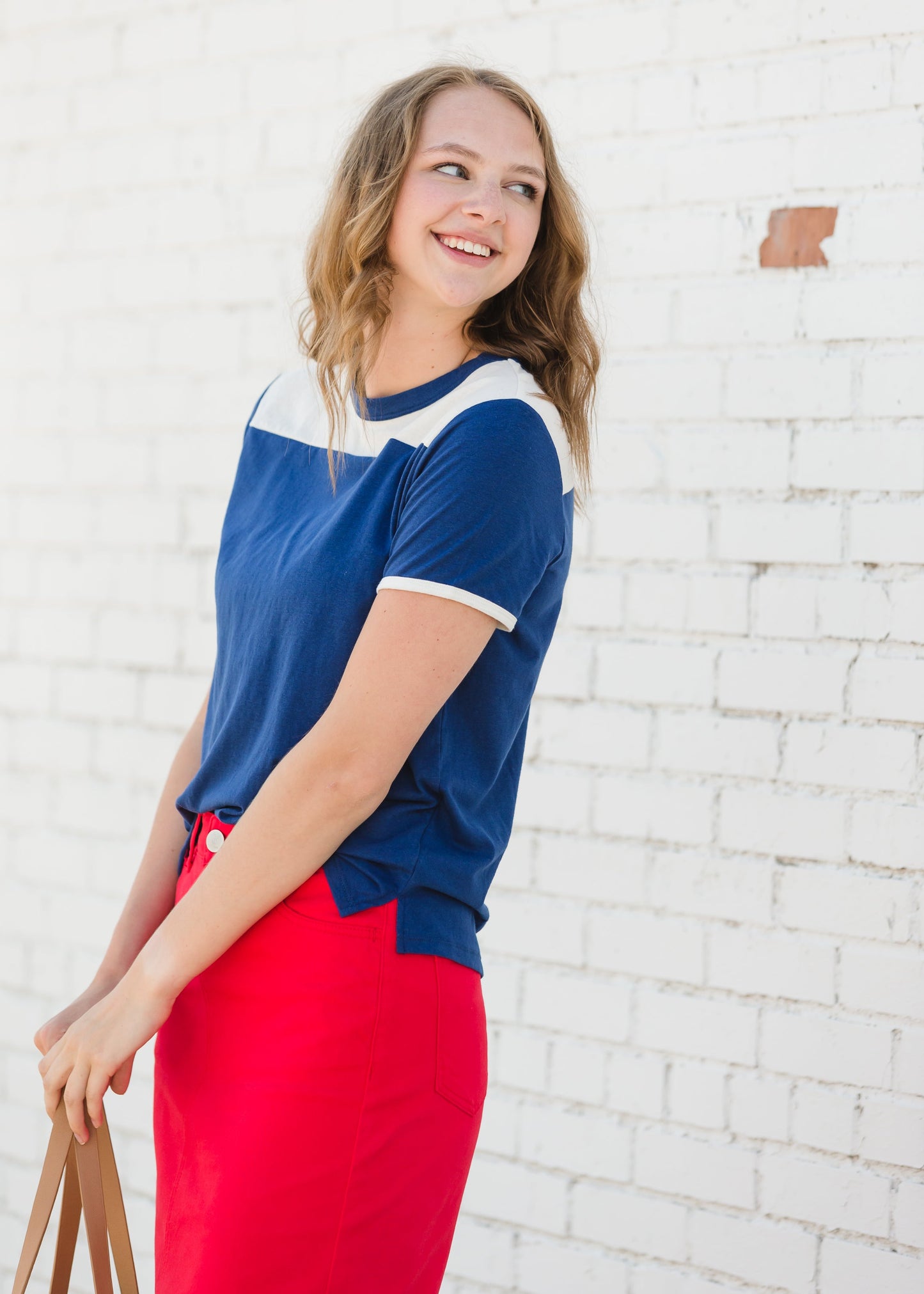 Navy and White Striped Campus Tee - FINAL SALE Tops