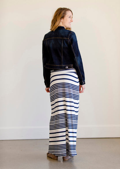 Navy and White Striped Maxi Skirt - FINAL SALE Skirts
