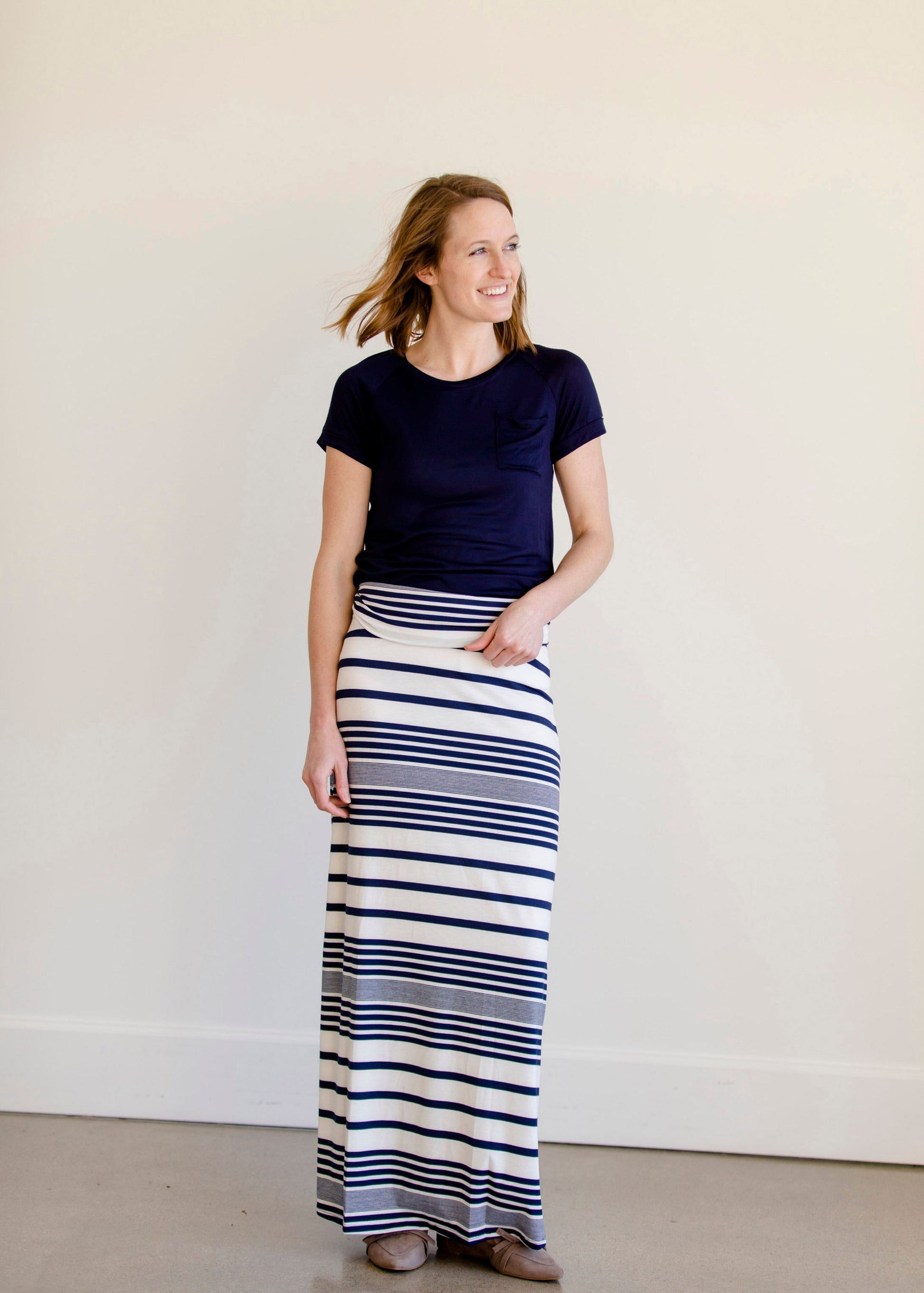 Navy and White Striped Maxi Skirt - FINAL SALE Skirts