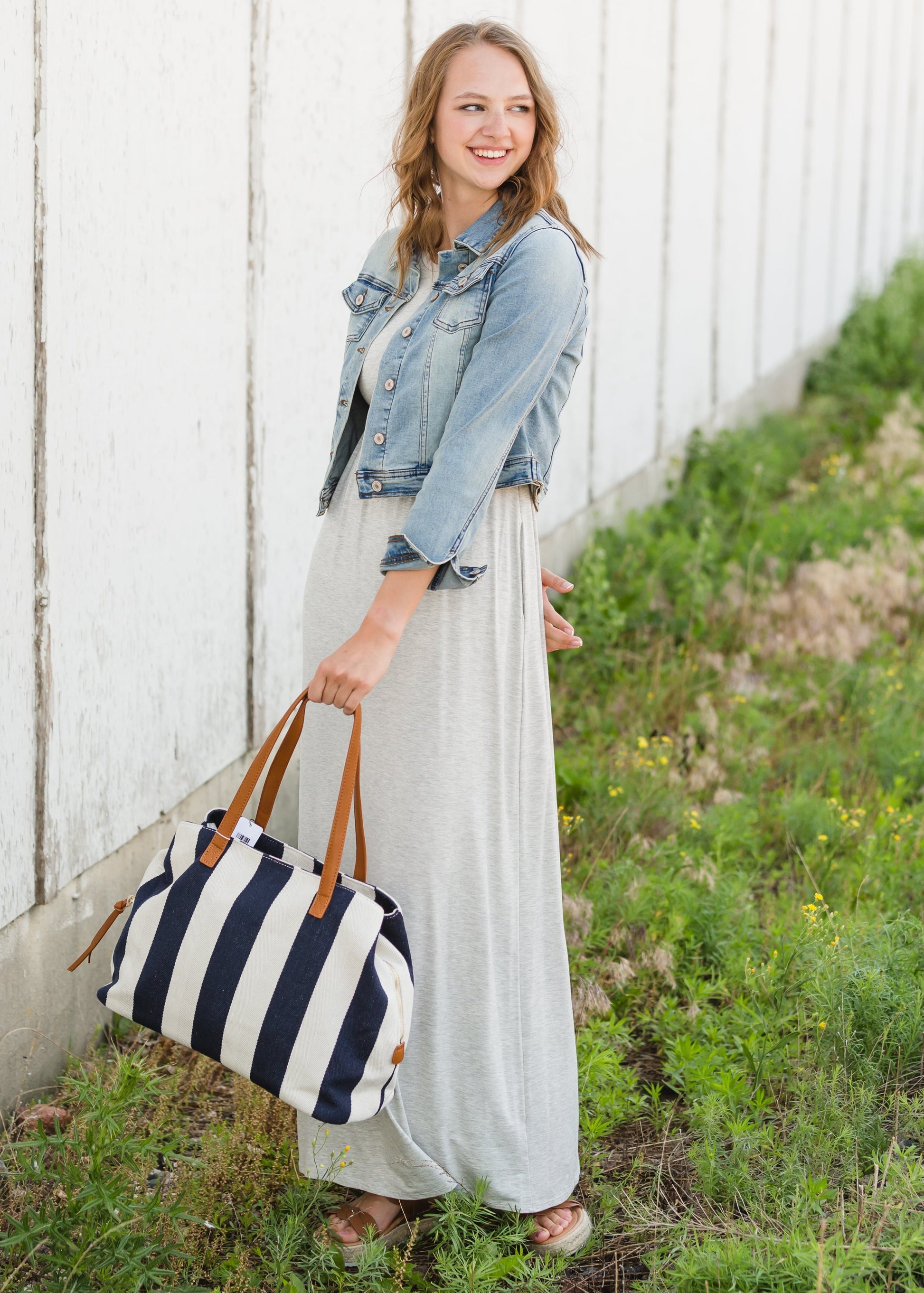 Navy and White Striped Satchel Accessories