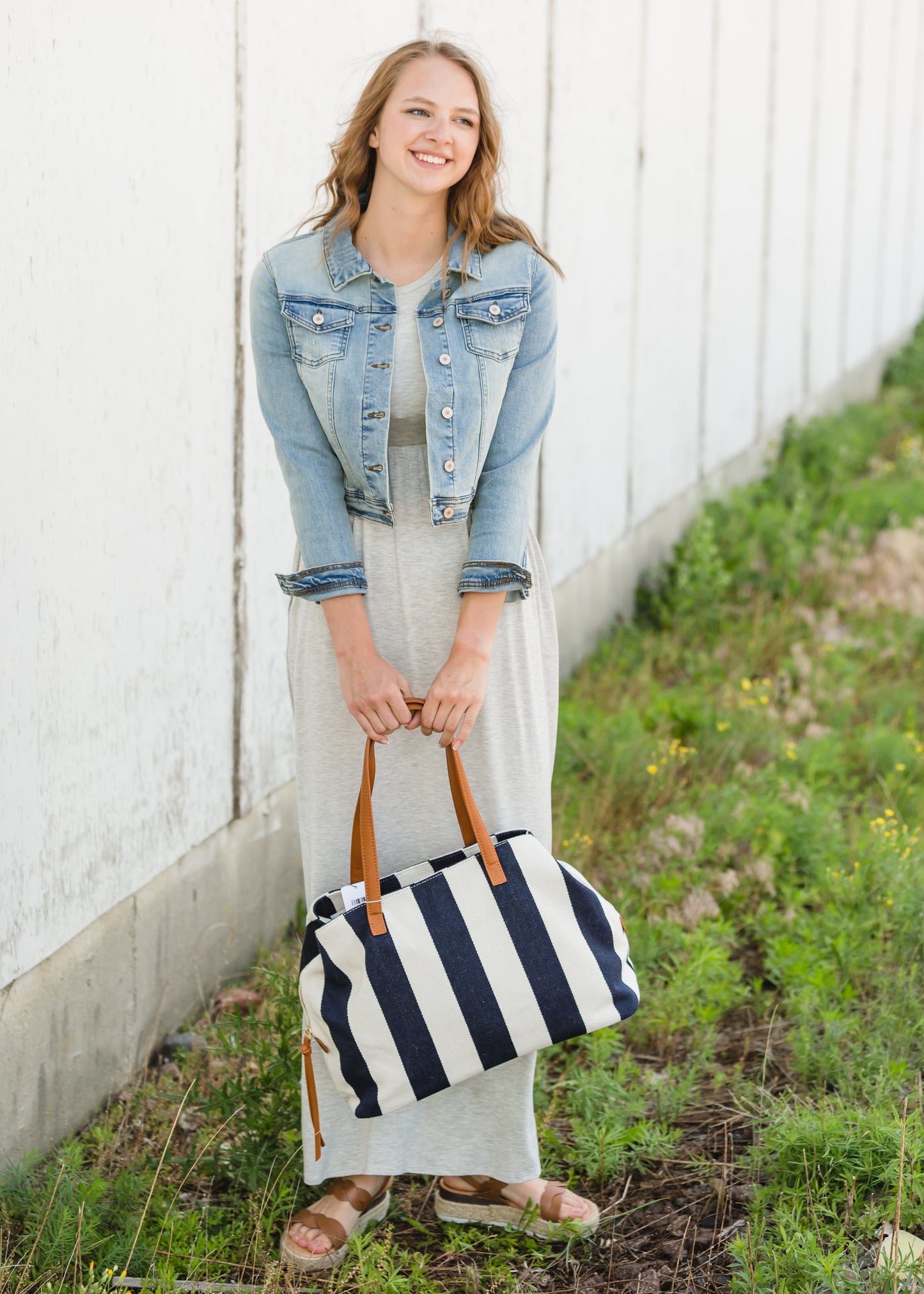 Navy and White Striped Satchel Accessories