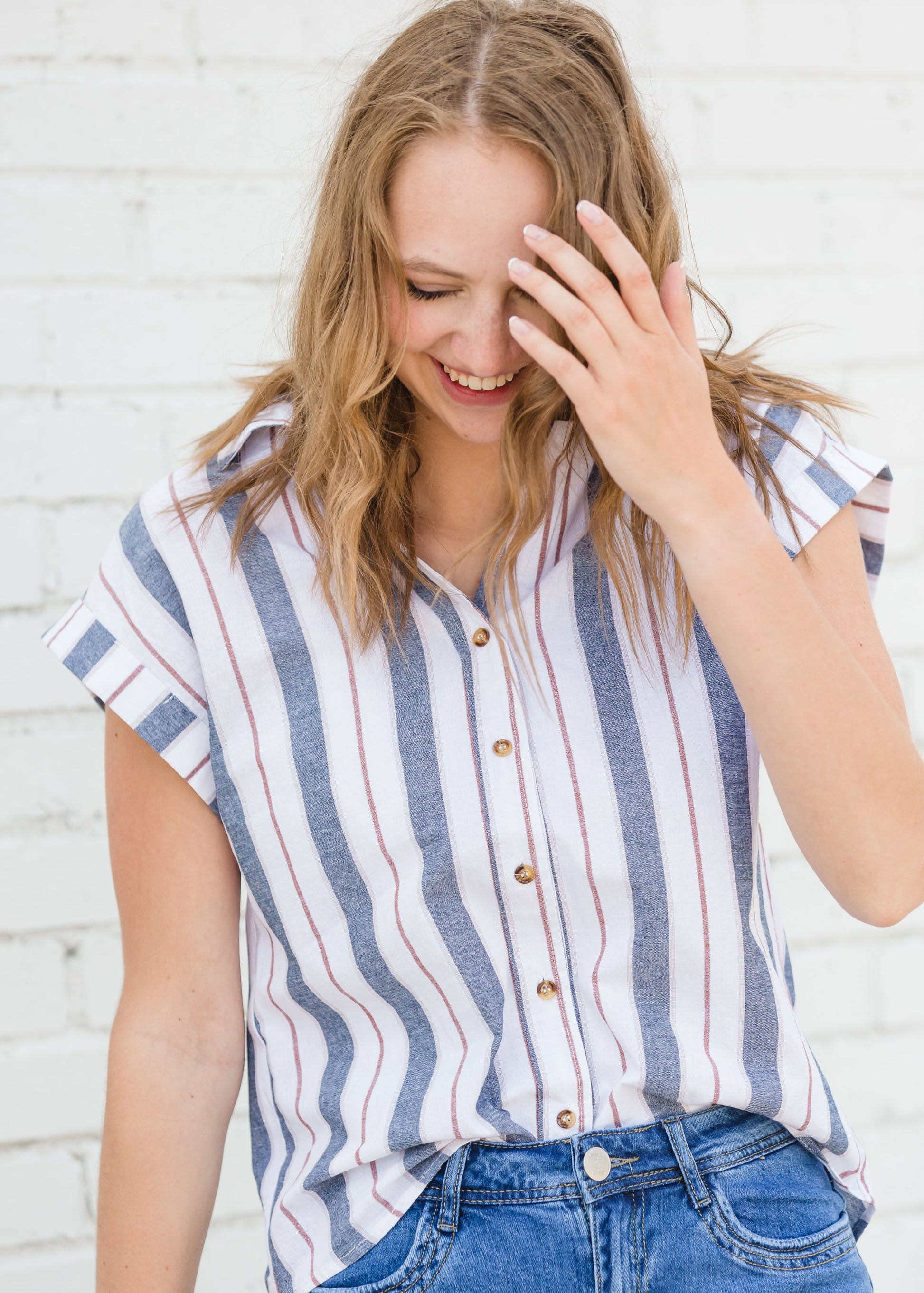 Navy and White Striped Tee - FINAL SALE Tops