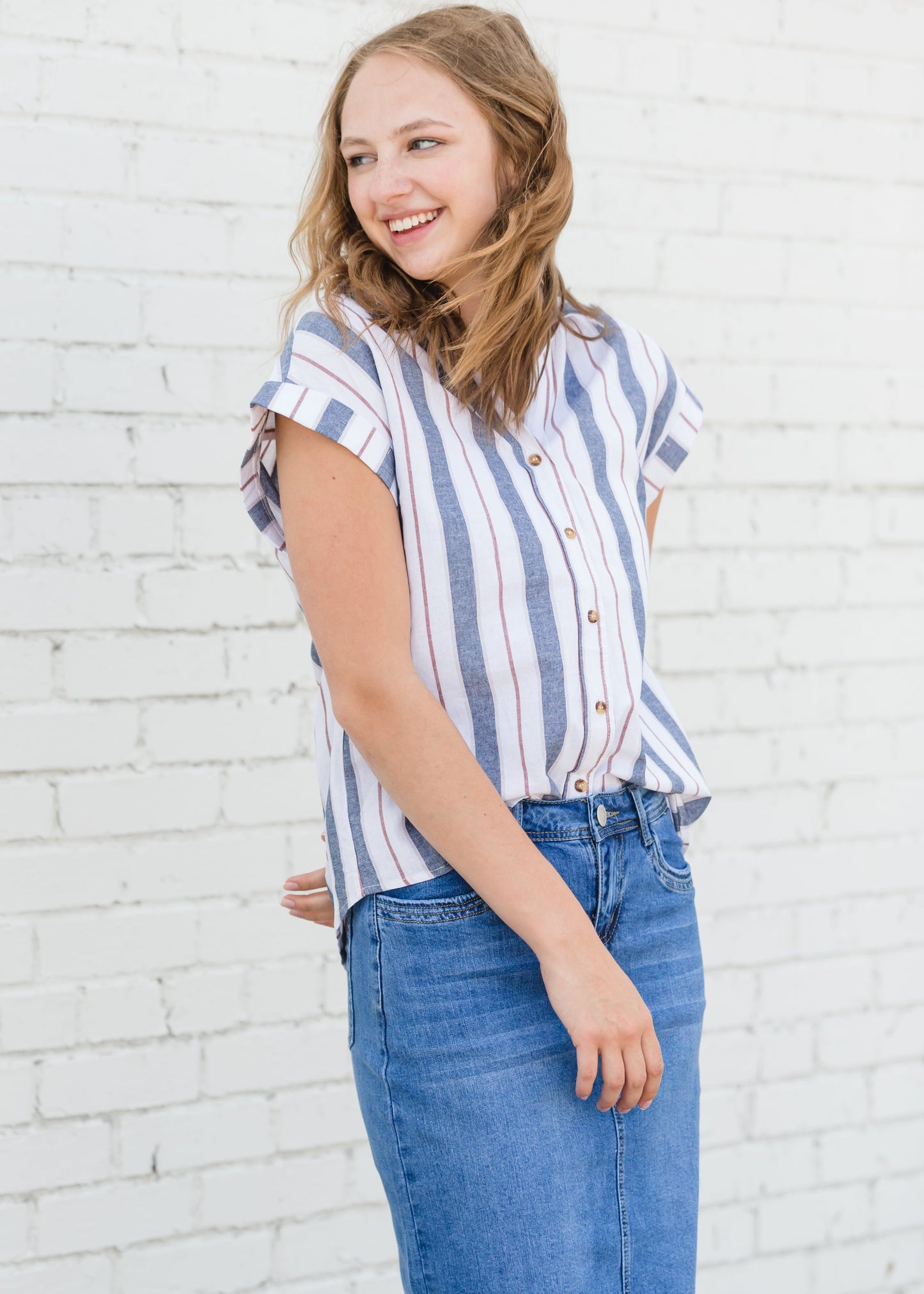 Navy and White Striped Tee - FINAL SALE Tops