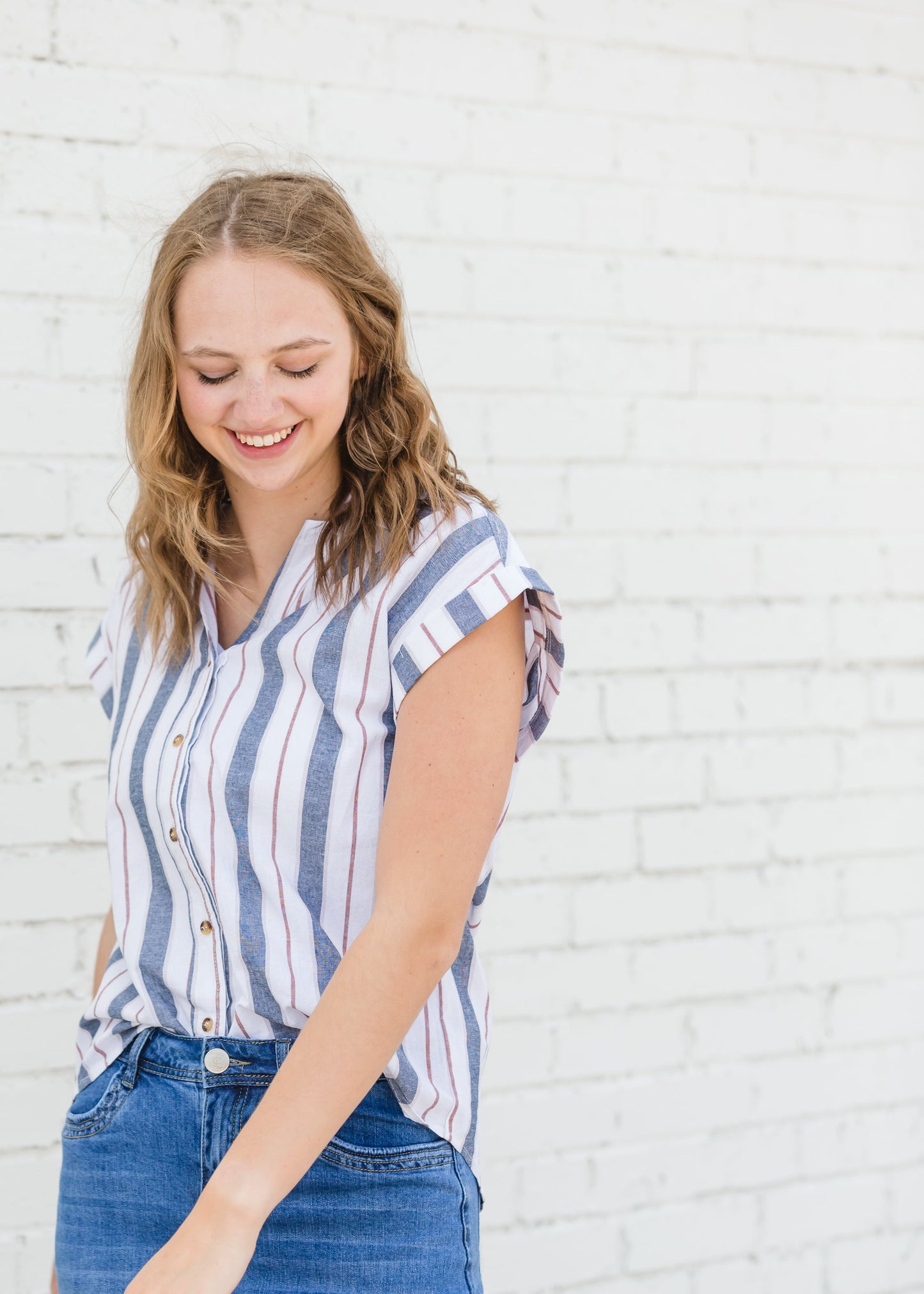 Navy and White Striped Tee - FINAL SALE Tops