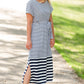 Navy and White Striped Tie Midi Dress Dresses