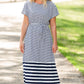 Navy and White Striped Tie Midi Dress Dresses