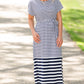 Navy and White Striped Tie Midi Dress Dresses