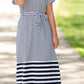 Navy and White Striped Tie Midi Dress Dresses