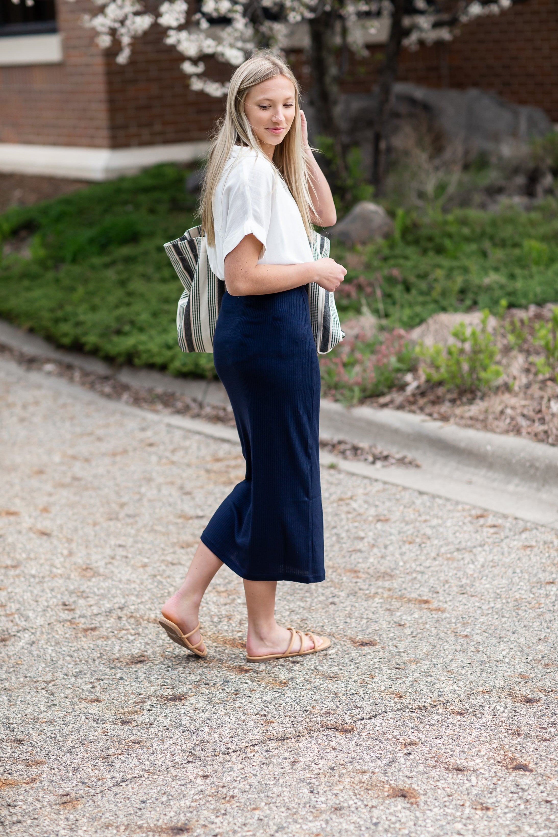 Navy ribbed skirt deals