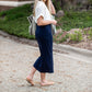 Navy Fallon Rib Midi Skirt Skirts
