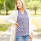 Navy Floral Button Top Tops