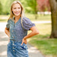 Navy Floral Button Top Tops