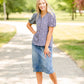 Navy Floral Button Top Tops