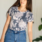 Navy Floral Flutter Sleeve Scoop Neck Tee - FINAL SALE Tops
