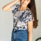 Navy Floral Flutter Sleeve Scoop Neck Tee - FINAL SALE Tops