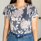 Navy Floral Flutter Sleeve Scoop Neck Tee - FINAL SALE Tops