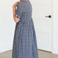 Navy Gingham Faux Button Up Midi Dress - FINAL SALE Dresses